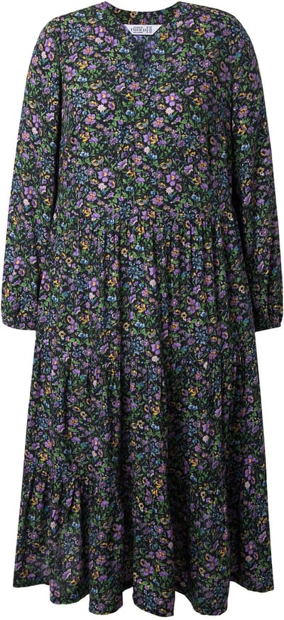 Studio Untold - Dames - Maxi-jurk A-lijn bloemenprint - Zwart - Maat 42+