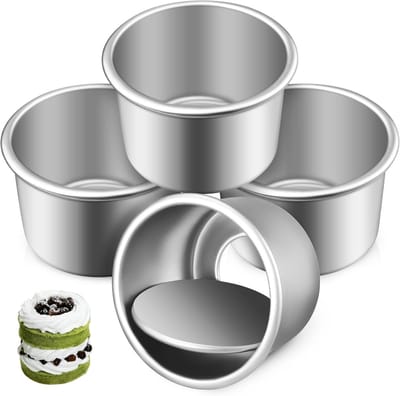 Daity 12 mini ronde taartvormen - met afneembare bodem - 2 inch - aluminium legering bakvormen - geschikt voor cheesecakes - chiffoncakes en pudding (zilver)