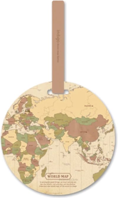 DW4Trading Kofferlabel - Reislabel - Bagage label - Wereldkaart Rond Vintage