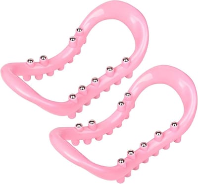 Yoga Ring - 2 Stuks - Pilates- en Yogaringen - Yogaring - Pilatesring - Weerstands- en ondersteuningshulpmiddel – Pilatesringen met massagepunten - Yogaring met massagestalen kogels – Trainingsring voor Pilates – Roze