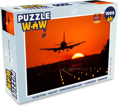 Puzzel Zonsondergang - Vliegtuig - Oranje - Zon - Legpuzzel - Puzzel 1000 stukjes volwassenen