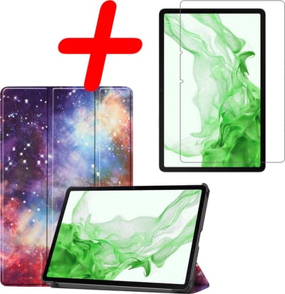 Hoesje Geschikt voor Samsung Galaxy Tab S8 - Met Screenprotector - Trifold Bookcase - Hard Cover - Hardcover Book Case - Tablet Hoes - Galaxy