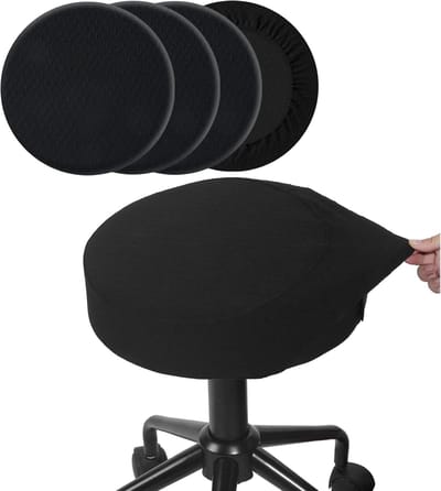 JeiibrZui Ronde Barkrukhoezen - Krukhoes Rond - Elasticiteit & Volledige Dekking - 4-Pack - Voor Thuis En Restaurant In - Zwart
