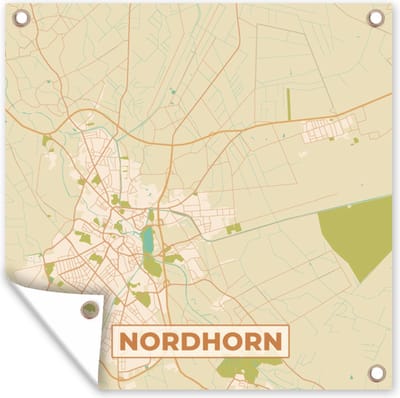 Tuin poster Nordhorn - Plattegrond - Stadskaart - Vintage - Kaart - 200x200 cm - Tuindoek