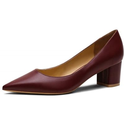 Schoenen met puntneus om aan te trekken voor dames Echt leer Ondiepe damesschoenen Lente Herfst Beknopt Vierkante hoge hakken Grote maat M0112 4 black