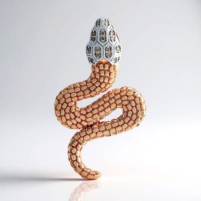 Cavill - Zilveren hanger 0,077 ct I1 Argyle diamanten - 925 Sterling zilver - Roséverguld - Slangenmotief - Elegant pavé
