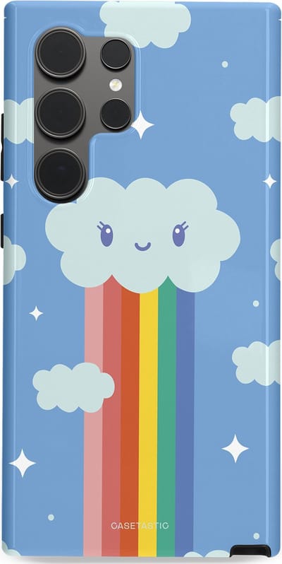 Casetastic Hoesje Geschikt voor Samsung S24 Ultra - Stijlvolle Beschermende Duo-layer Case - Regenboogwolkje