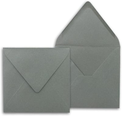 Vierkante Enveloppen - Metallic Enveloppen - Uitnodigingen Versturen - Zilver Metallic Oppervlak - 140 x 140 mm - Antraciet