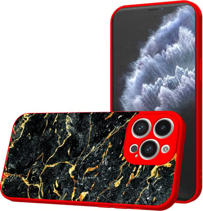 Smartphonica Telefoonhoesje Geschikt voor iPhone 11 Pro met Zwart Goud Marmer opdruk - TPU Back Cover Case Black Gold Marble Design - Rood geschikt voor iPhone 11 Pro