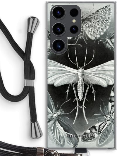 Hoesje met koord geschikt voor Samsung Galaxy S23 Ultra hoesje met Koord - Haeckel Tineida - Telefoonhoesje met Zwart Koord - Bescherming aan alle Kanten en Over de Schermrand