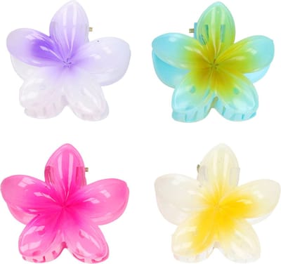 Haarsoires Haarspeld Haarklemmen 4cm – Lelie Bloemvorm – Blauw Roze Geel Paars Wit – Set van 4 - Haarclip Klem - Hair Claw - voor Opsteken Haar - Hair Clip - Decoratieve Haaraccessoire