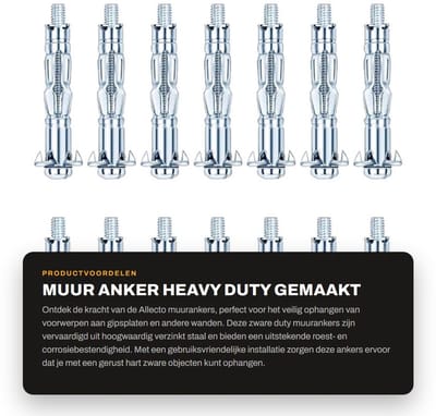 Dailygoods- Muuranker Heavy Duty - 20 Stuks - Verzinkt Koolstofstaal - Roestbestendig - Corrosiebestendig - Eenvoudig te Installeren - Wandanker