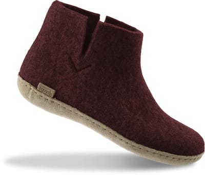 Glerups Hoge Wollen Sloffen Leren Zool Bietenrood - Bietenrood - 37
