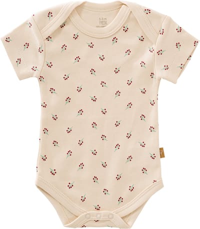 Fresk Romper met Korte Mouwen newborn - Babykleding - Biologisch Katoen - Ecru - Berries