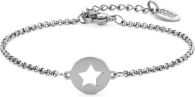 CO88 Collection Inspirational 8CB-90407 Stalen Armband met Hanger - Ster 10 mm - Lengte 16,5 + 3 cm - Zilverkleurig