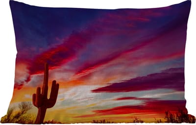 Buitenkussens - Tuin - Cactus - Lucht - Zonsondergang - Paars - Roze - 50x30 cm