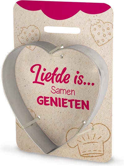 Koekvormpje, hart vorm, Liefde is, koekjesvorm, cadeau idee verjaardag, origineel cadeautje