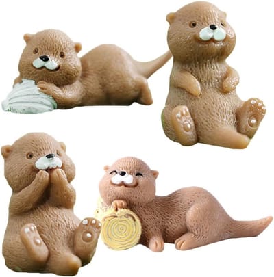 20 Stuks Miniatuur Otter Decoratie - Kunststof Otter Ornamenten voor Landschapsontwerp en Bonsai Tuinieren
