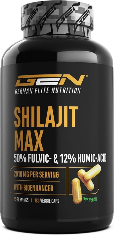 Mumijo Shilajit Max -180 capsules - Extra sterk: 2000 mg per dagelijkse portie - 50% fulvozuur + 12% humuszuur + bioenhancer - Origineel Himalaya 10:1 extract - Veganistisch