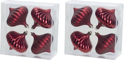 8x Rode tol kerstballen 10 cm kunststof kerstversiering - Onbreekbare plastic kerstballen - Kerstboomversiering rood
