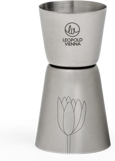 Leopold Vienna - Barmaatje 20/40ml Cocktail RVS jigger - pipet met lasergravure Flowers