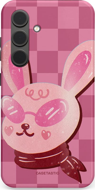 Casetastic Hoesje Geschikt voor Samsung S24 - Stijlvolle Beschermende Duo-layer Case - Luxe konijntje