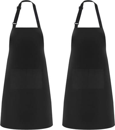 Schorten voor mannen en vrouwen, verstelbaar kookschort met 2 zakken, waterafstotend unisex schort, schort voor koken, bakken, grillen, huishoudelijke taken en schilderen