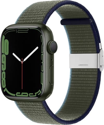 By Qubix - Geschikt voor Apple Watch bandje - Nylon bandje met klemsluiting - Groen - Geschikt voor Apple Watch 44mm / 45mm / 46mm / 49mm (Ultra 1,2 en 3) - nylon - bandje iWatch