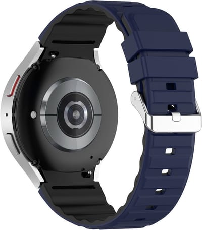 Siliconen bandje - geschikt voor Samsung Galaxy Watch 7 / Watch FE / Watch 6 / Watch 6 Classic / Watch 5 / Watch 5 Pro / Watch 4 / Watch 4 Classic - donkerblauw-zwart