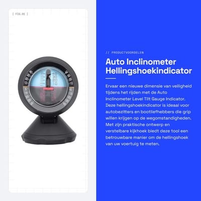 Inclinometer Digitaal Hooggevoelig - Hellingmeter - Waterdicht - Verstelbaar - ABS Materiaal - Eenvoudige Installatie - Hellingsmeter