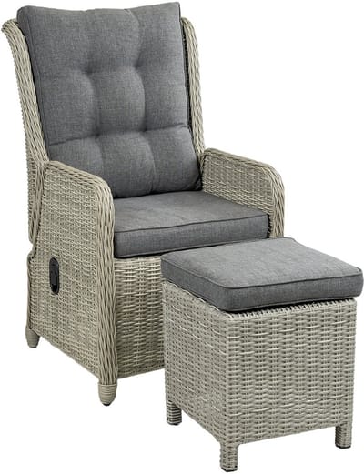 Dublin tuinstoel verstelbaar | Mystic Grey + Hocker 40x40 | Mystic Grey