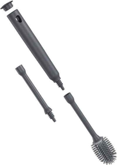 Metaltex 2-in-1 Borstel voor Rondom de Gootsteen met Flexibele Siliconen Haren - Grijs 30/40x3.5 cm
