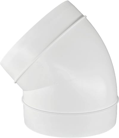 Kunststof Buisbocht 45 Graden voor Afzuigkap en Ventilatie - 125 mm Diameter