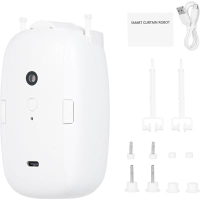 Intelligente gordijnmotor Elektrische gordijnrobot Automatische opener Geen bedrading Ondersteuning APP Afstandsbediening Used for U-Type T-Type Rod wit