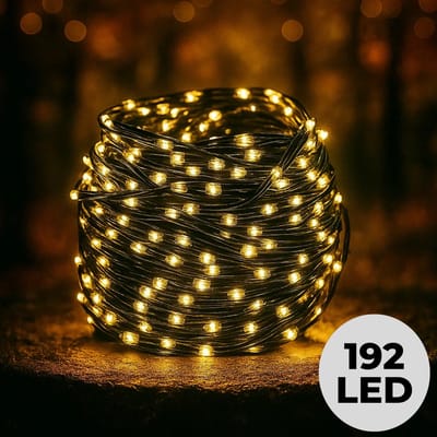 Lomera Kerstverlichting - Kerstlampjes - Kerstboomverlichting - Batterijverlichting - Warm Wit LED - 192 LED Lampjes - Draadverlichting - 14.5 Meter Lichtsnoer - Binnen en Buiten - Ip44 - Op Batterijen - Sfeerverlichting
