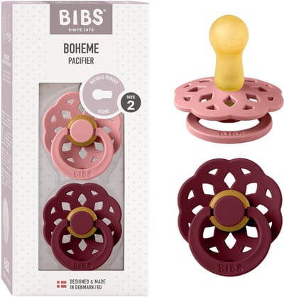BIBS Boheme Fopspeen - 6-18 mnd - 2-pack - Rond - Dusty Pink/Elderberry