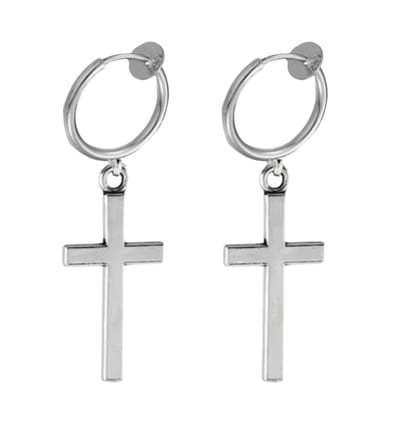 Klem oorringen- kruis-zilverkleur-geen gaatje-Charme Bijoux