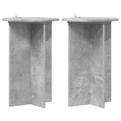 vidaXL - Plantenstand - 2 - st - Betongrijs - Ø40 - x - 60 - cm - Bewerkt - hout