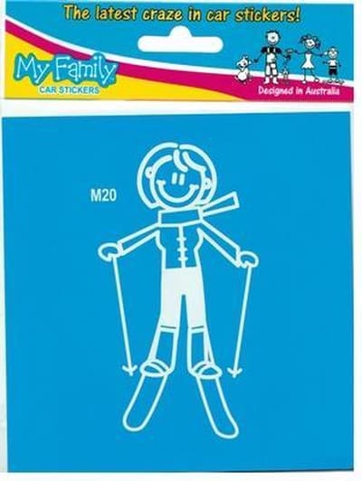 Moeder op de ski - autosticker - wit - 11 cm