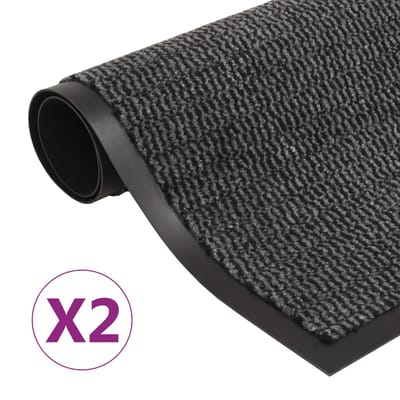 vidaXL - Droogloopmatten - 2 - st - rechthoekig - getuft - 60x90 - cm - antraciet