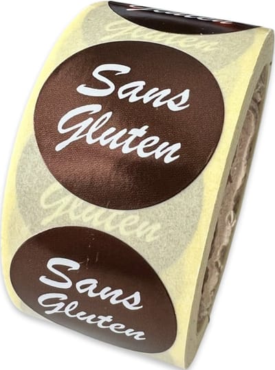 Sans gluten sticker op rol - 250 Stuks - 25mm - glutenvrij - voedseletiket - HACCP