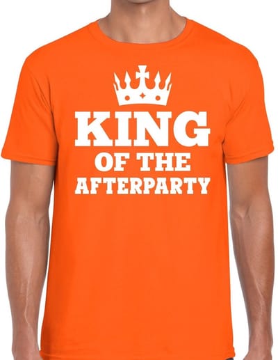 Oranje King of the afterparty shirt heren - Oranje Koningsdag kleding S