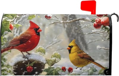 Brievenbus Cover - Postvak Decoratie - Tuin Aankleden - Weerbestendig Oxford Stof - 21 x 45 cm - Winter Roodborstje