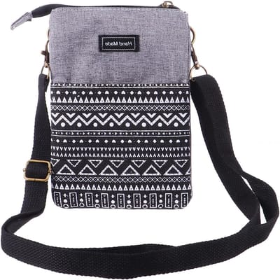 Katoenen Mobiele Telefoon Tas 6 Inch Schoudertas voor Vrouwen - Handige Handtas voor Werk en Reizen in Rood en Zwart