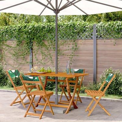 Inklapbare tuinstoelen - Acaciahouten stoelen - Buiten zitten - Massief hout - 4 stuks - Groen bladpatroon