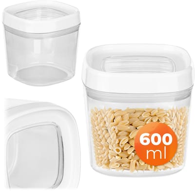 KADAX Voorraaddoos, transparante opbergdoos van kunststof, luchtdichte voorraaddoos met deksel, voor meel, muesli, suiker en pasta (600 ml, wit)