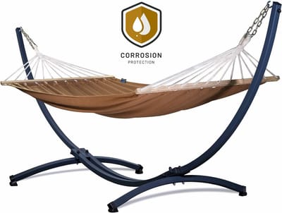 Hangmat met Spreidstok en Standaard 2 Persoons PREMIUM – Verhoogde, Stevige & WEERBESTENDIGE Constructie | Comfortabele Hangmat | Max. Belast. 220 kg – Grande Premium Roma