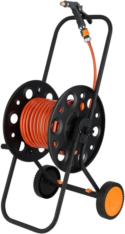 Slangwagen met slang - Tuinslang haspel - Tuin besproeien - Met waterspuit - 25 meter - Zwart
