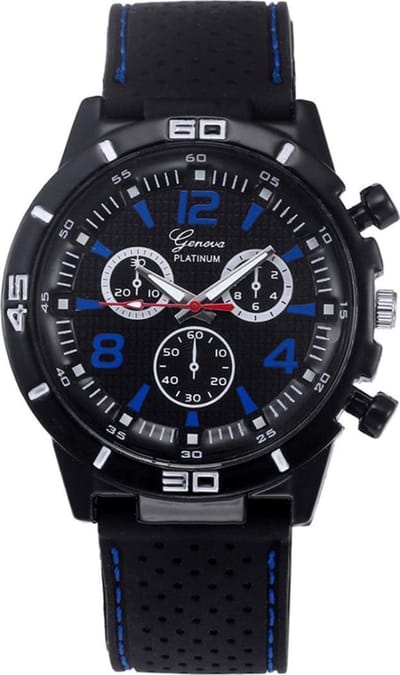 Fako Bijoux® - Herenhorloge - Geneva - Platinum - Blauw