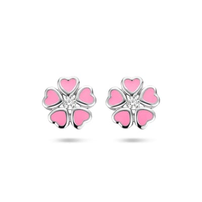 Zilveren oorknoppen bloem zirkonia - PSN1335286
